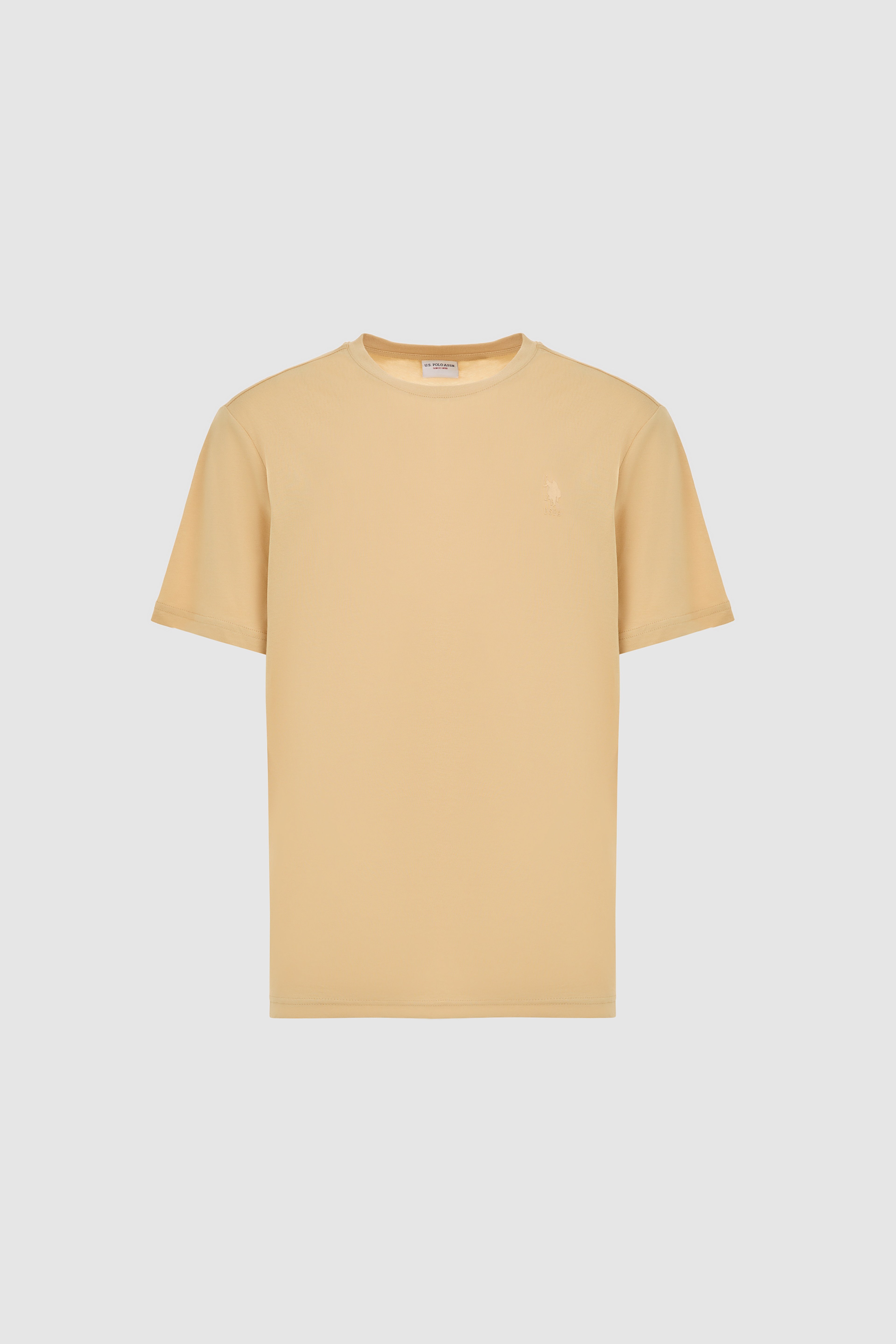 Erkek Regular Fit Bisiklet Yaka Bej Basic Tişört - Image 7