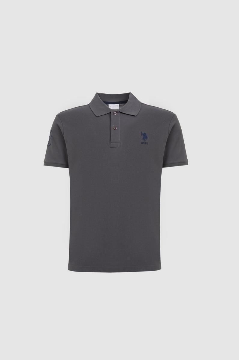 Erkek Slim Fit Polo Yaka Antrasit Basic Tişört