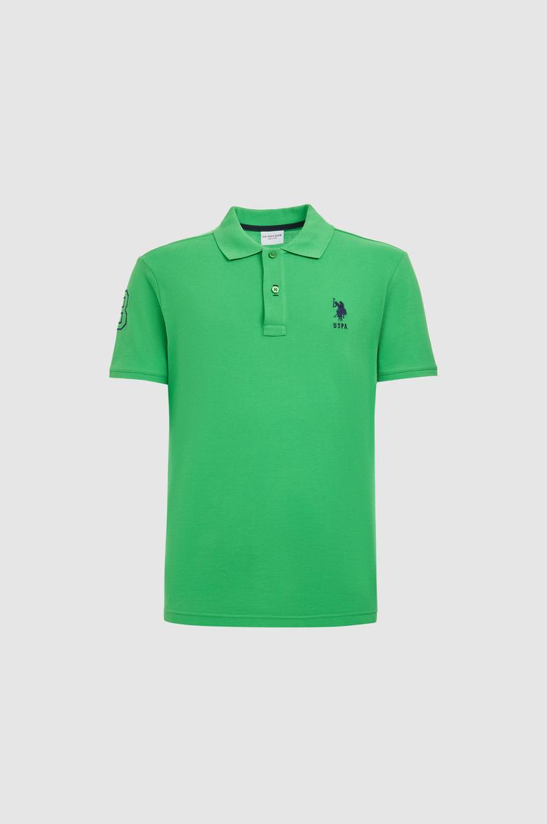 Erkek Slim Fit Polo Yaka Açık Yeşil Basic Tişört