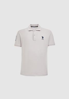 Erkek Slim Fit Polo Yaka Açık Gri Basic Tişört - 50326920008