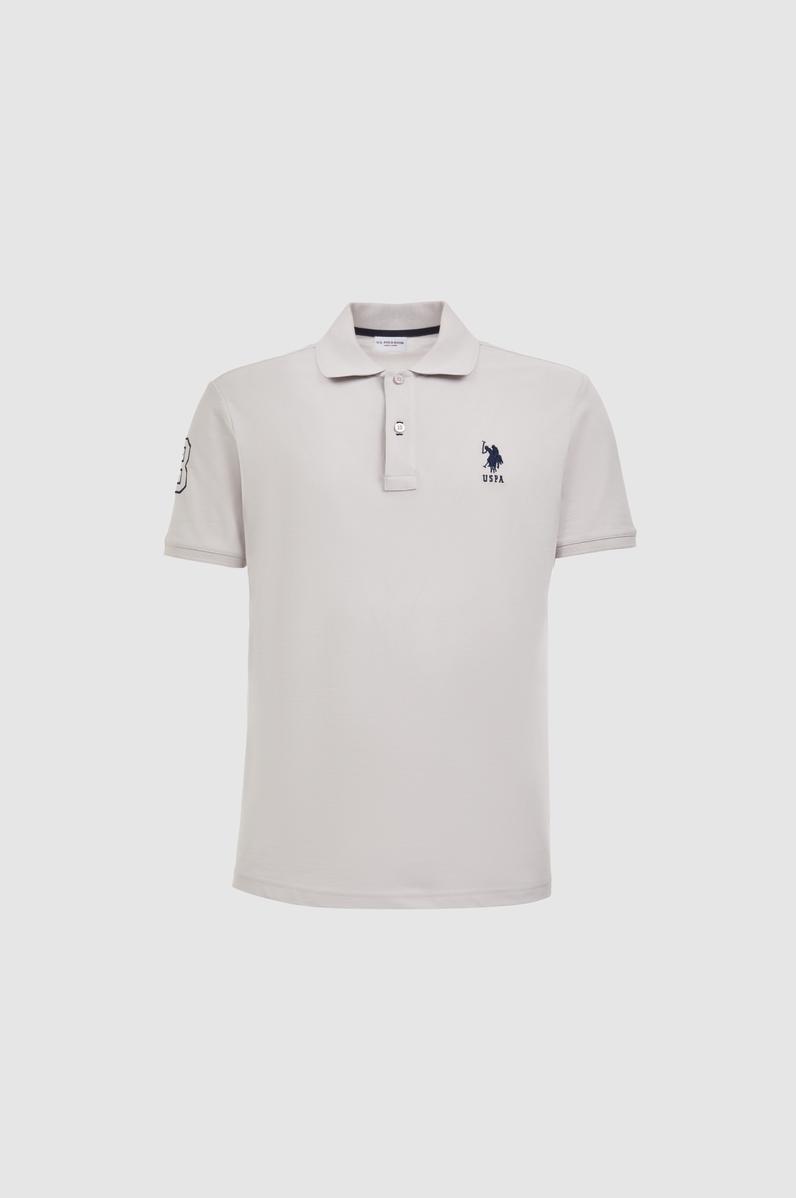 Erkek Slim Fit Polo Yaka Açık Gri Basic Tişört