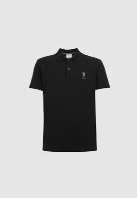 Erkek Slim Fit Polo Yaka Siyah Basic Tişört - 50326920165
