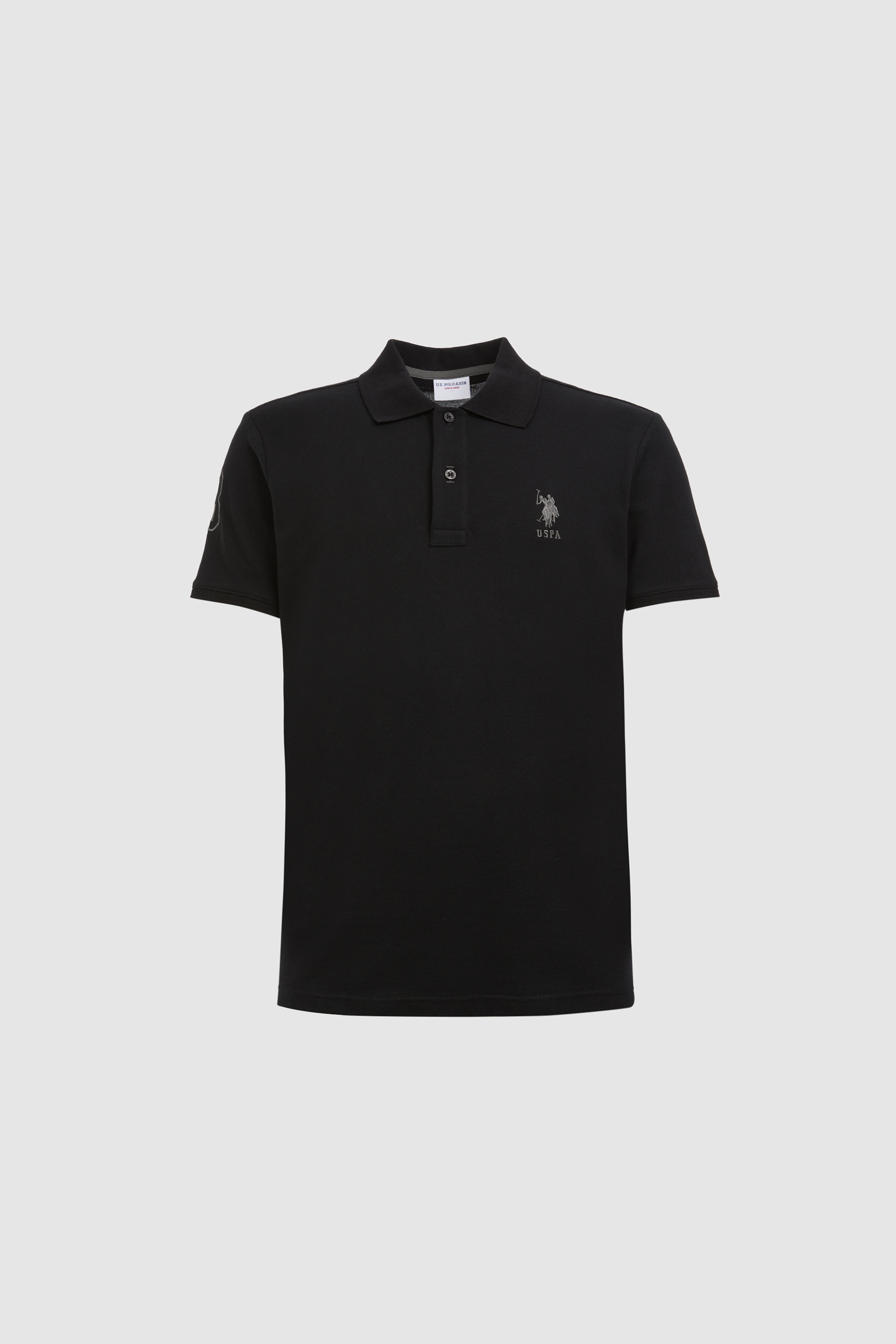 Erkek Slim Fit Polo Yaka Siyah Basic Tişört