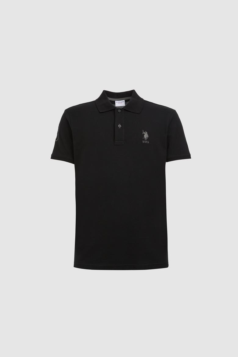 Erkek Slim Fit Polo Yaka Siyah Basic Tişört - 50326920165
