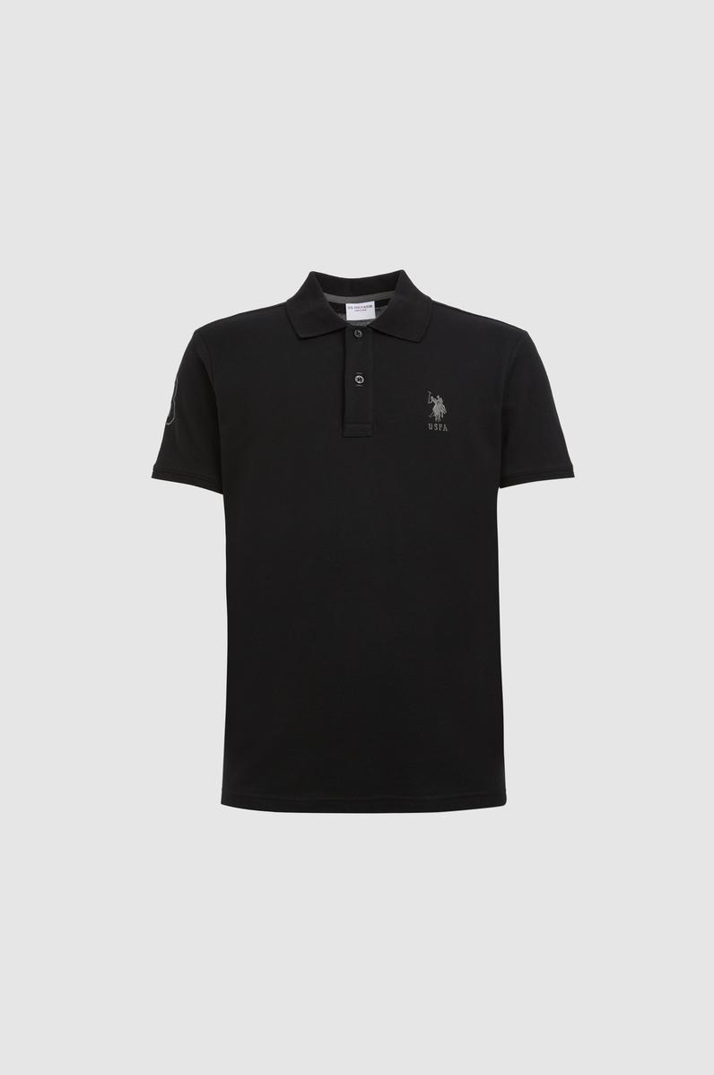 Erkek Slim Fit Polo Yaka Siyah Basic Tişört