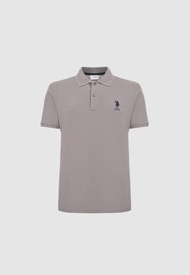 Erkek Slim Fit Polo Yaka Gri Basic Tişört - 50326920063