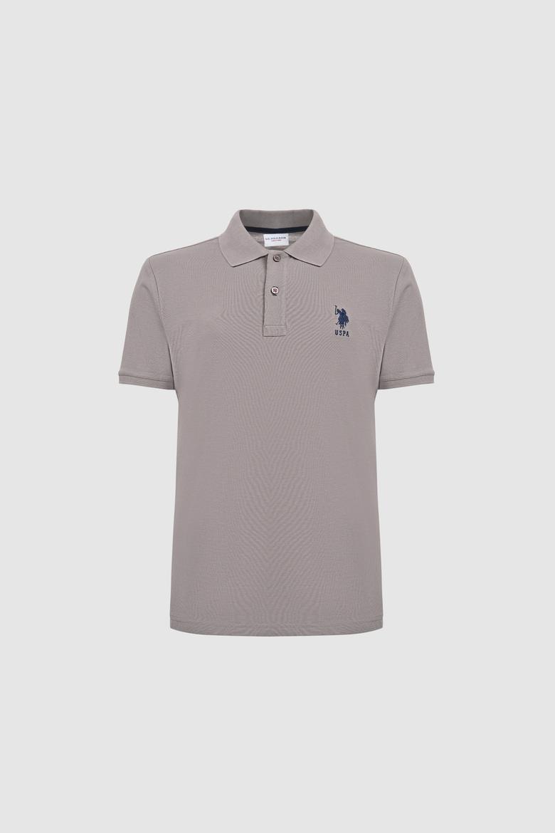 Erkek Slim Fit Polo Yaka Gri Basic Tişört - 50326920063