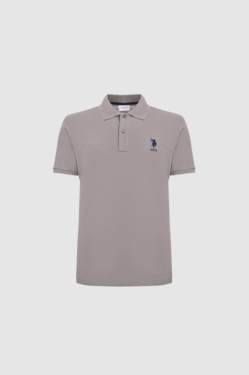 Erkek Slim Fit Polo Yaka Gri Basic Tişört