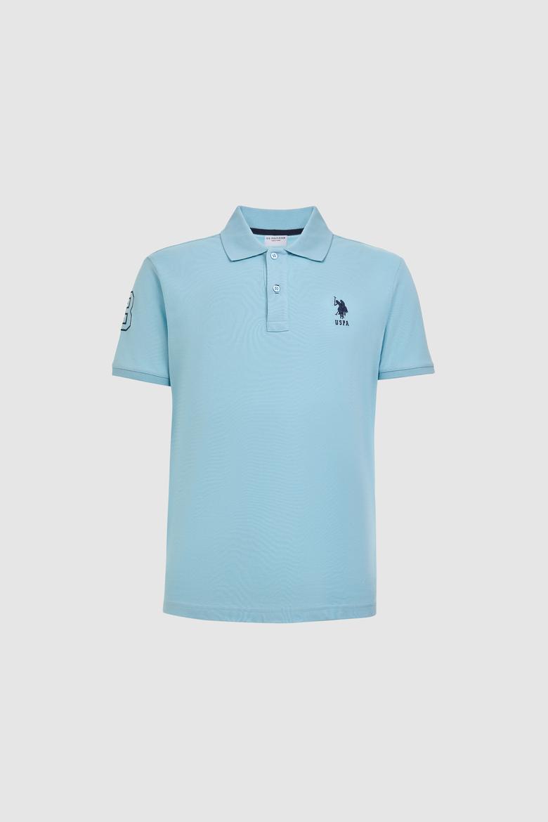 Erkek Slim Fit Polo Yaka Mavi Basic Tişört - 50326920140