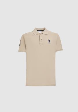 Erkek Slim Fit Polo Yaka Açık Haki Basic Tişört - 50326920308