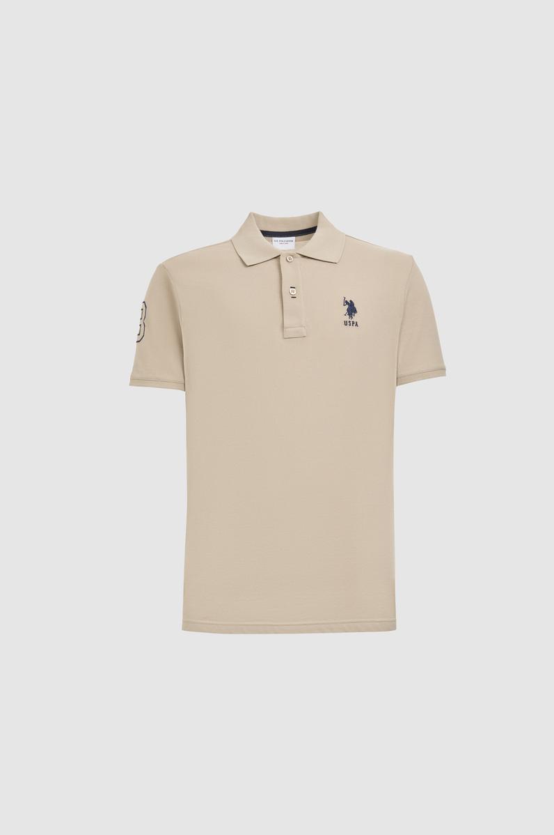 Erkek Slim Fit Polo Yaka Açık Haki Basic Tişört