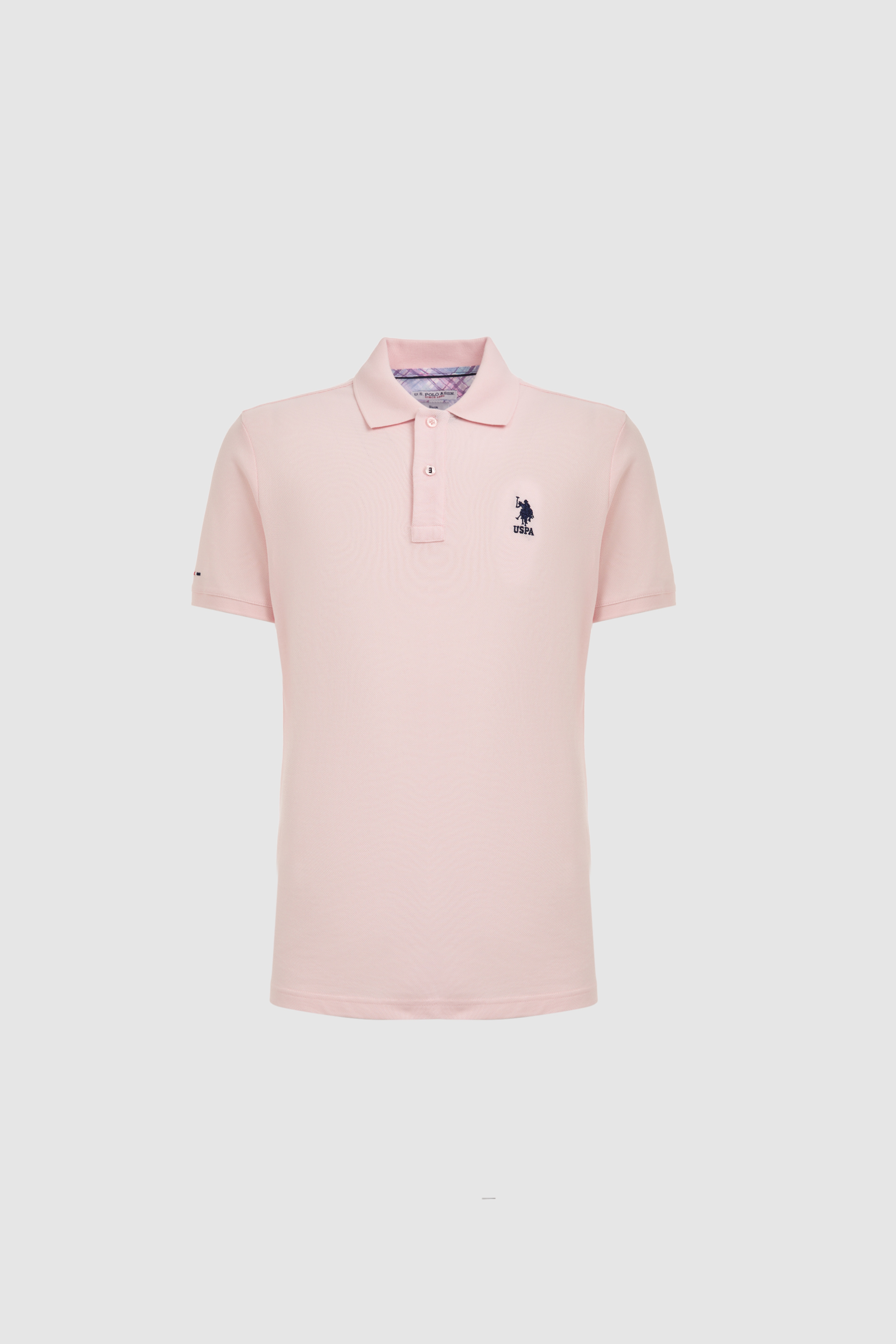 Erkek Slim Fit Polo Yaka Açık Pembe Basic Tişört