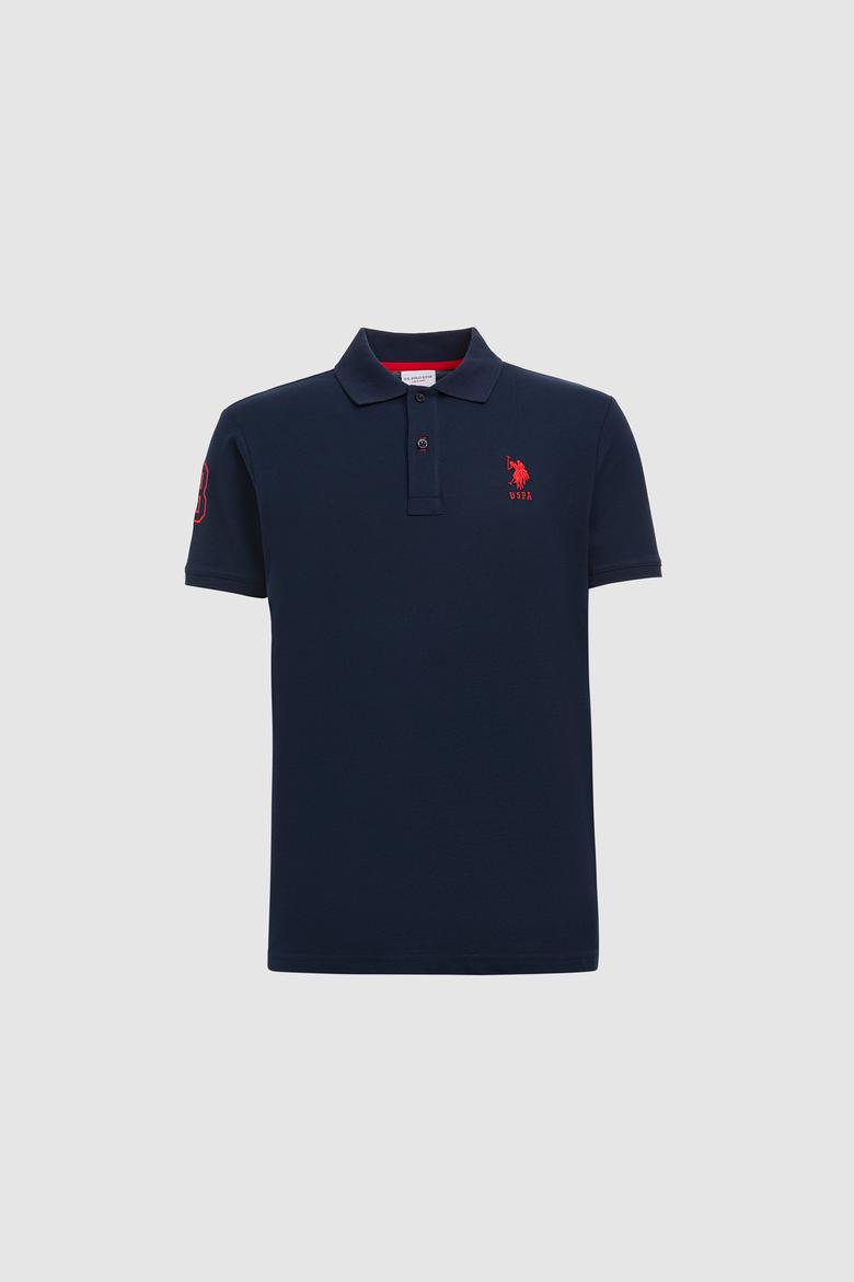 Erkek Slim Fit Polo Yaka Lacivert Basic Tişört - 50326920118