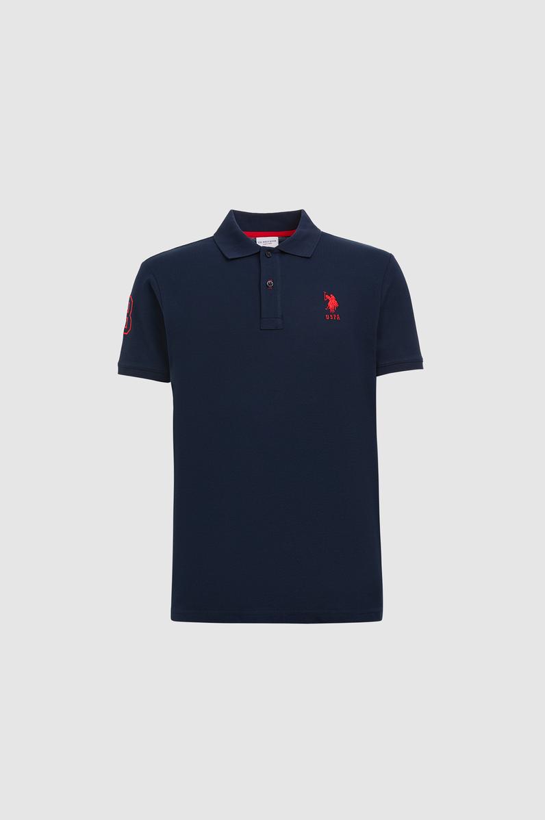 Erkek Slim Fit Polo Yaka Lacivert Basic Tişört