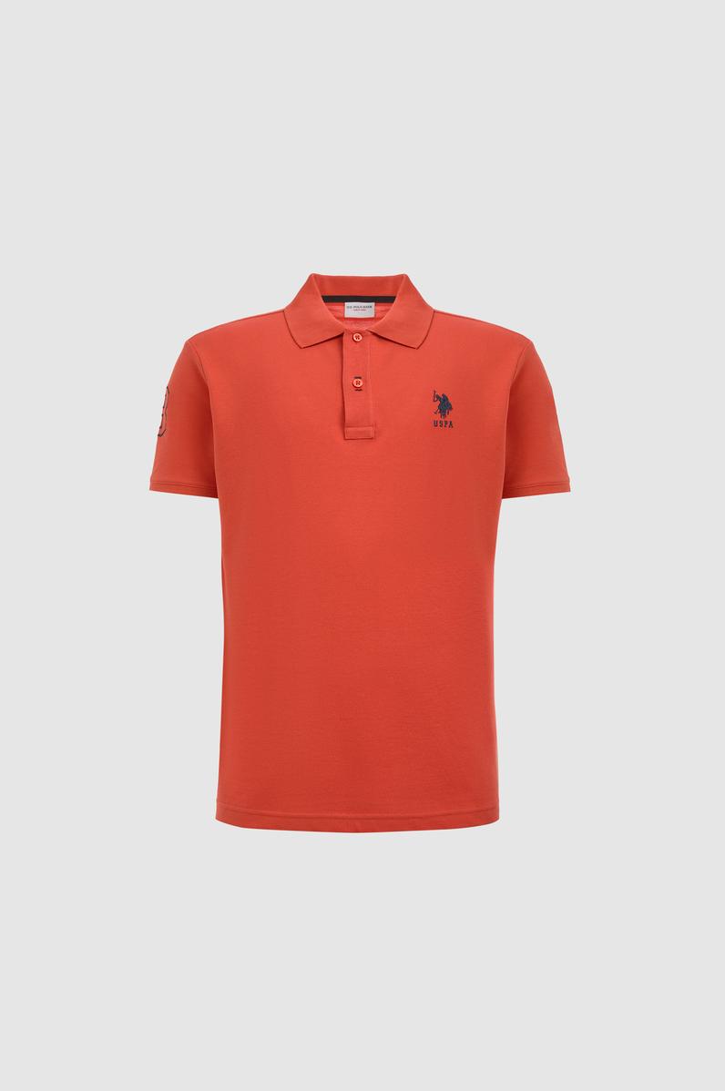 Erkek Slim Fit Polo Yaka Kiremit Basic Tişört