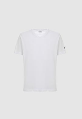 Erkek Regular Fit V Yaka Beyaz Basic Tişört - 50326944014