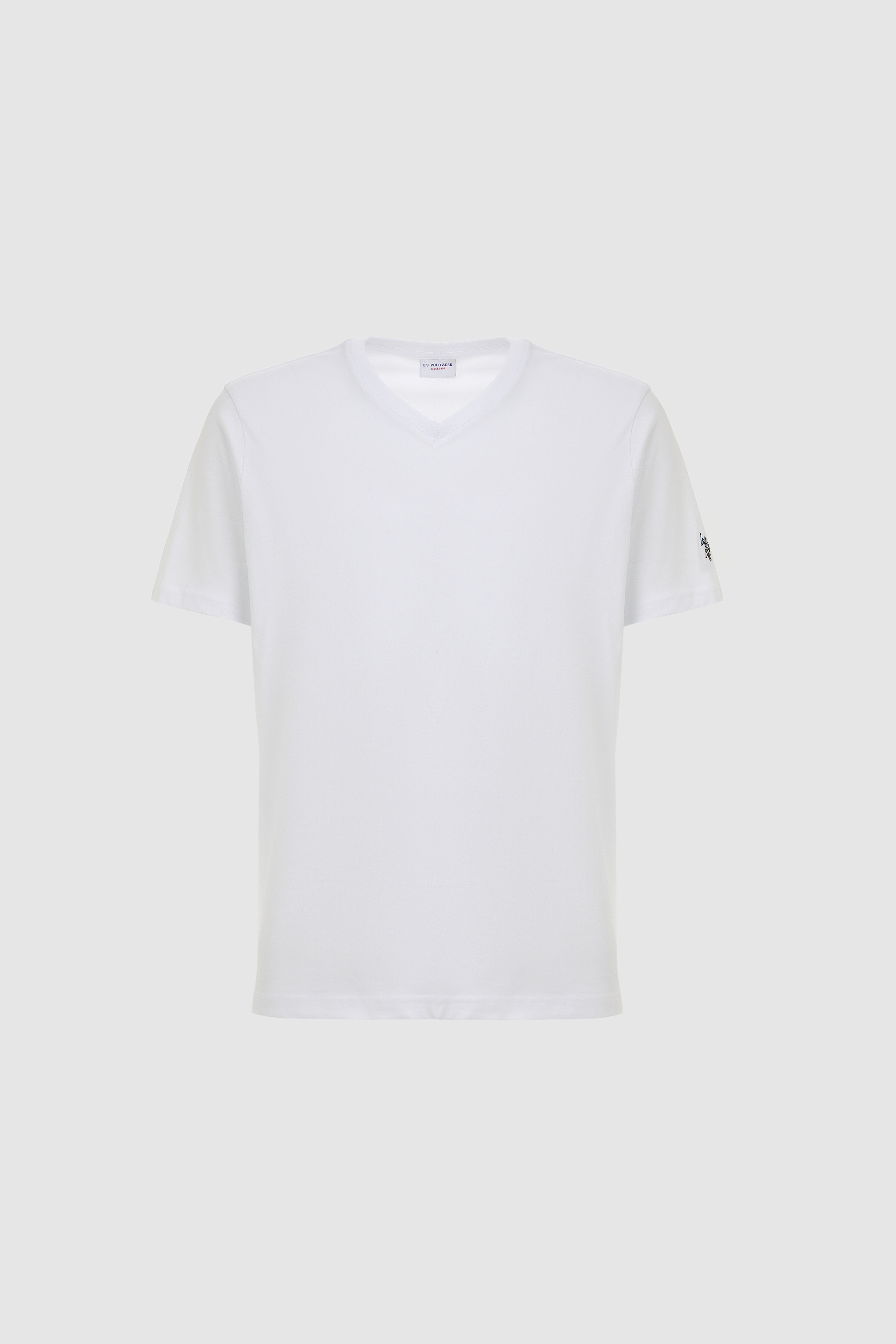 Erkek Regular Fit V Yaka Beyaz Basic Tişört - Image 7