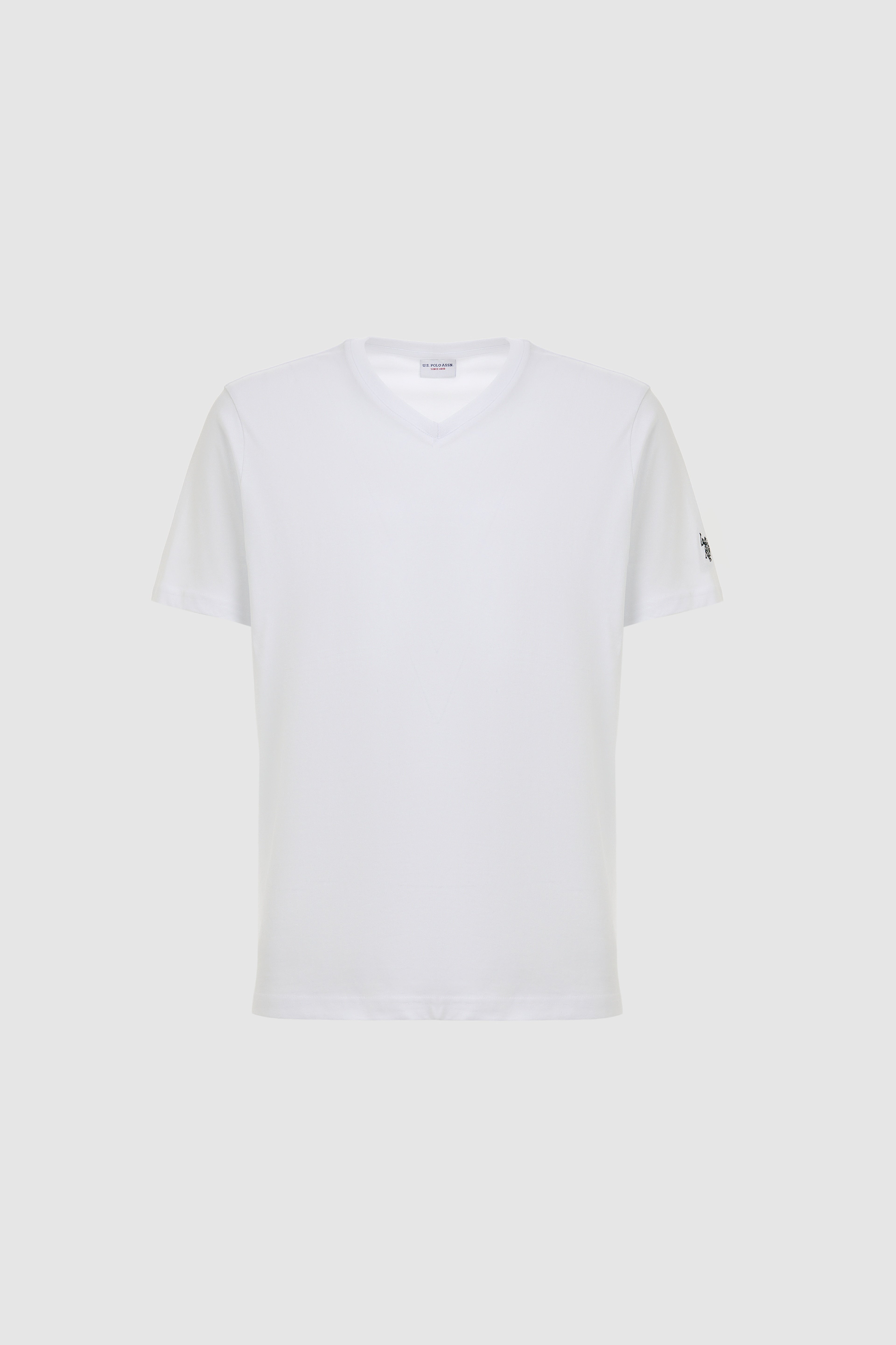 Erkek Regular Fit V Yaka Beyaz Basic Tişört
