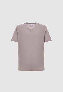 Erkek Regular Fit V Yaka Gri Basic Tişört - 50326944036