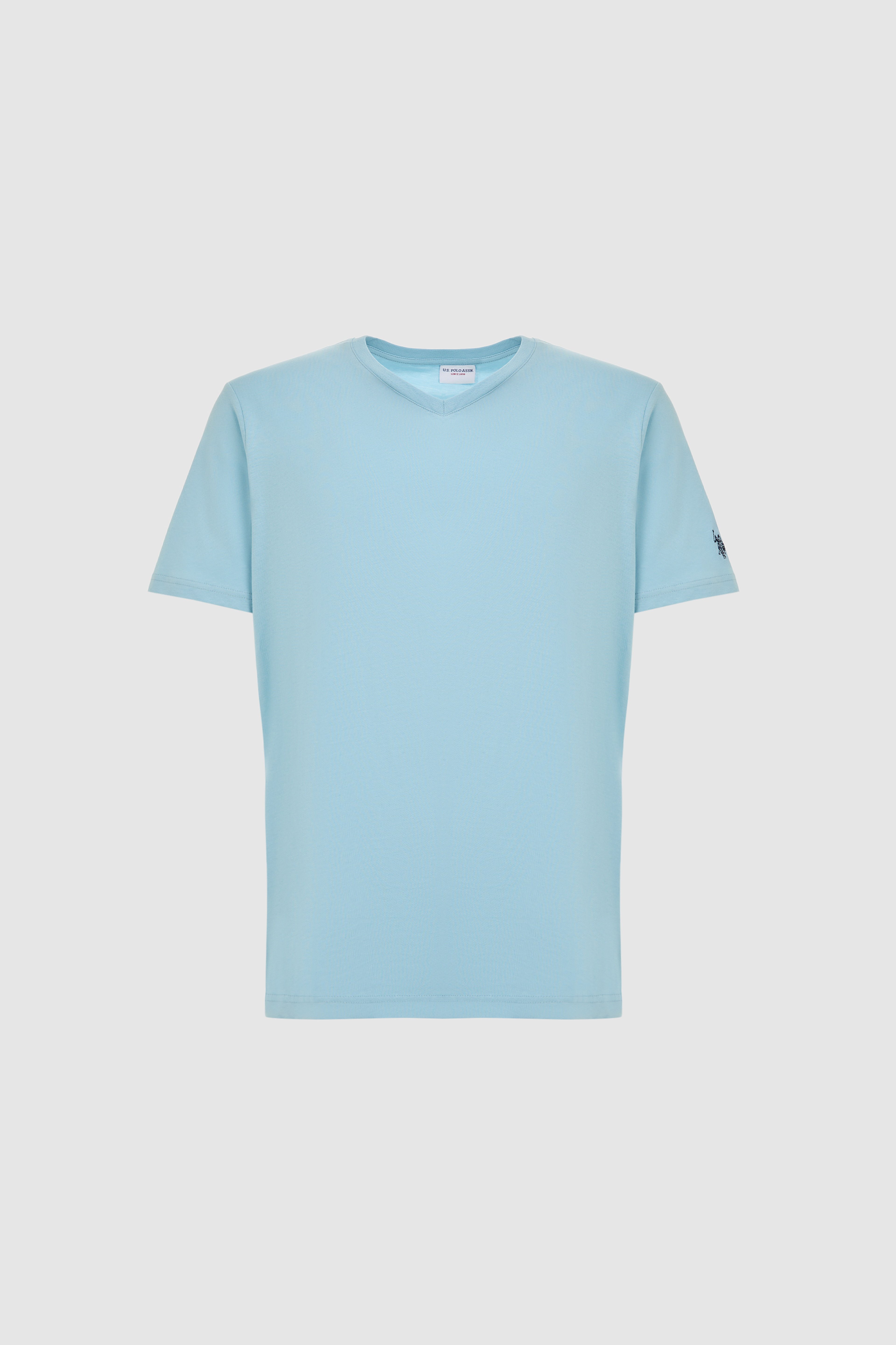 Erkek Regular Fit V Yaka Mavi Basic Tişört - Image 7