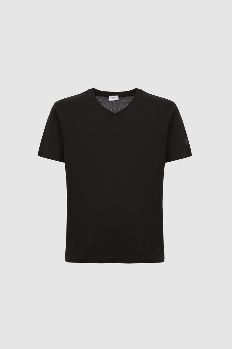 Erkek Regular Fit V Yaka Siyah Basic Tişört