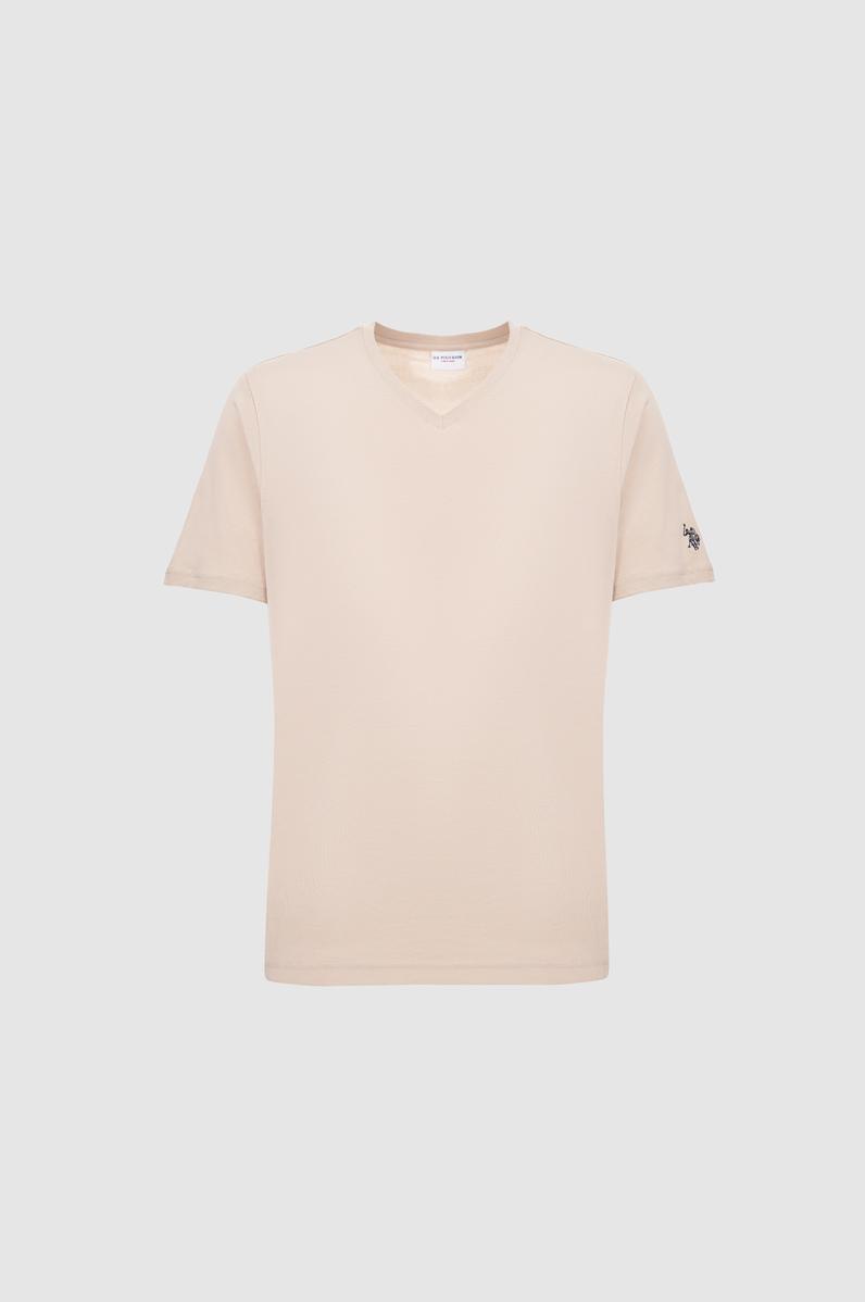 Erkek Regular Fit V Yaka Taş Basic Tişört