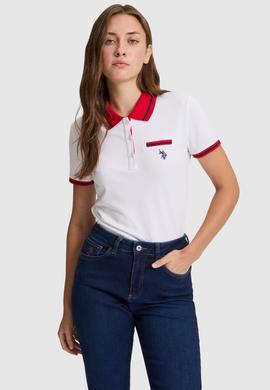 Kadın Beyaz Polo Yaka Basic Tişört - 50323455004