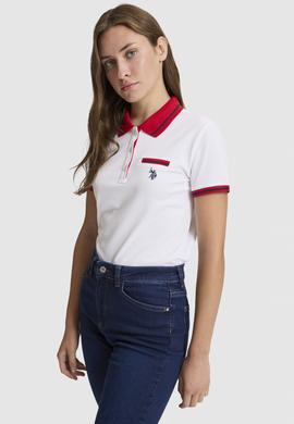 Kadın Beyaz Polo Yaka Basic Tişört - 50323455004