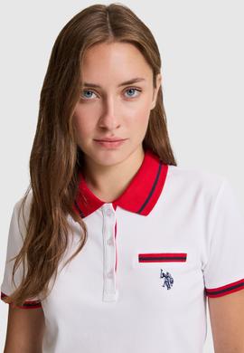 Kadın Beyaz Polo Yaka Basic Tişört - 50323455004