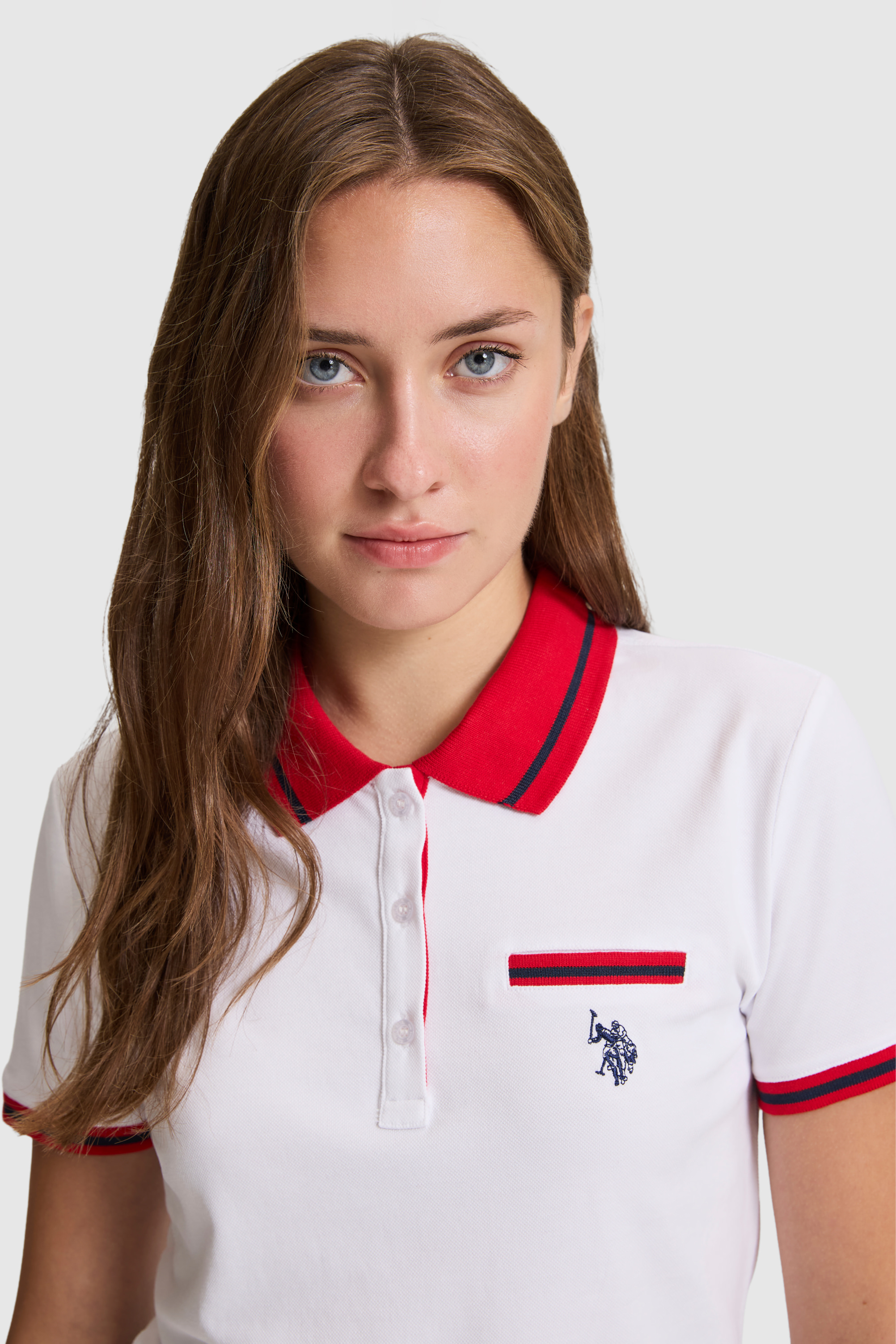Kadın Beyaz Polo Yaka Basic Tişört