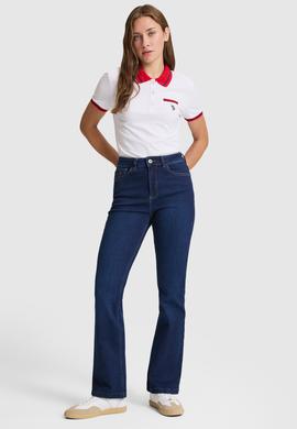 Kadın Beyaz Polo Yaka Basic Tişört - 50323455004