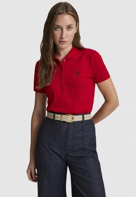 Kadın Kırmızı Polo Yaka Basic Tişört - 50321818072