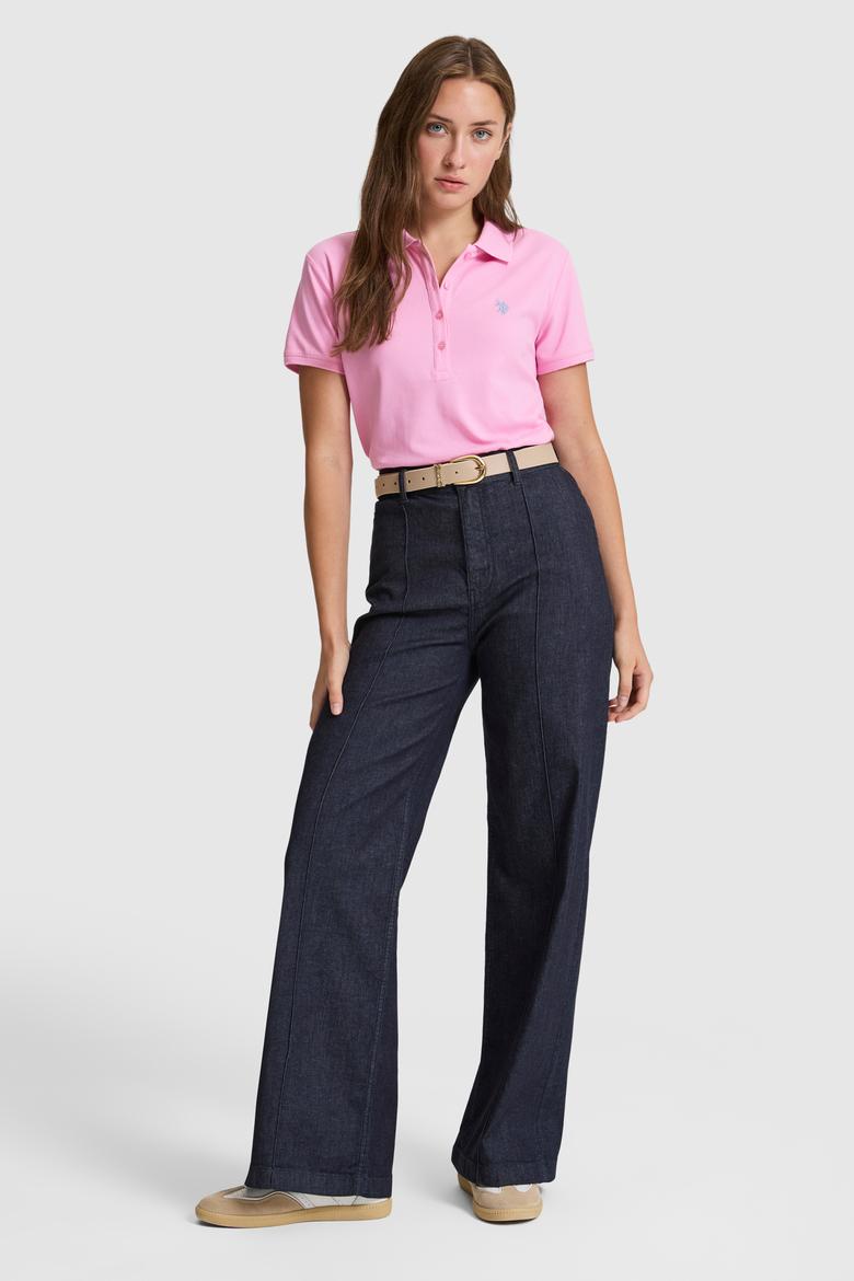 Kadın Pembe Polo Yaka Basic Tişört - 50321818180