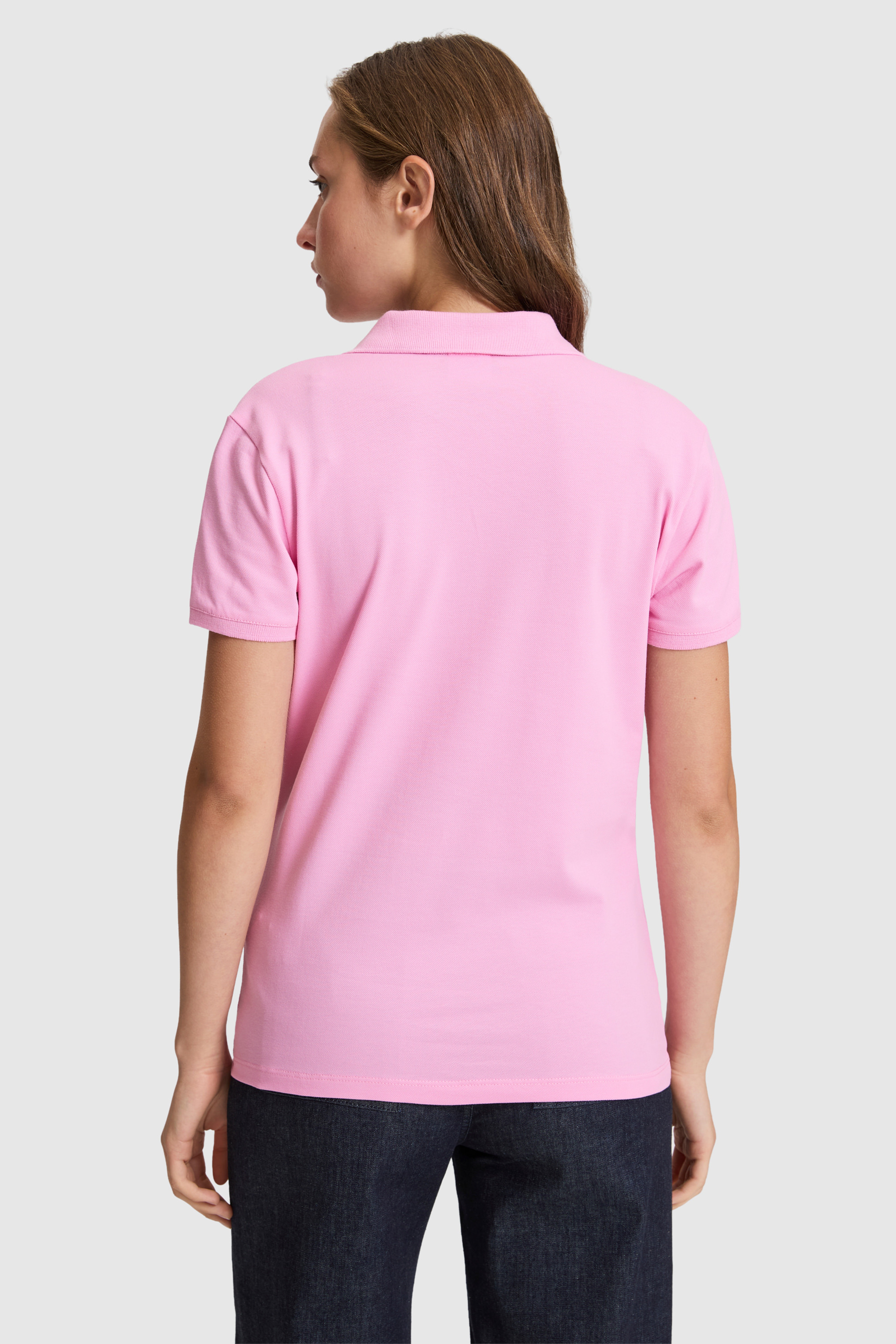 Kadın Pembe Polo Yaka Basic Tişört
