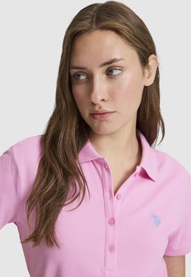 Kadın Pembe Polo Yaka Basic Tişört - 50321818180