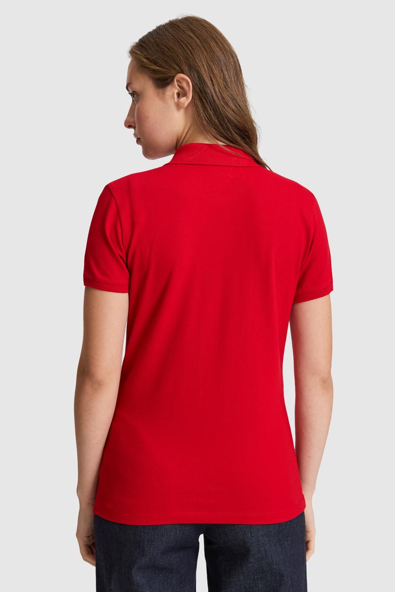 Kadın Kırmızı Polo Yaka Basic Tişört - 50321818072