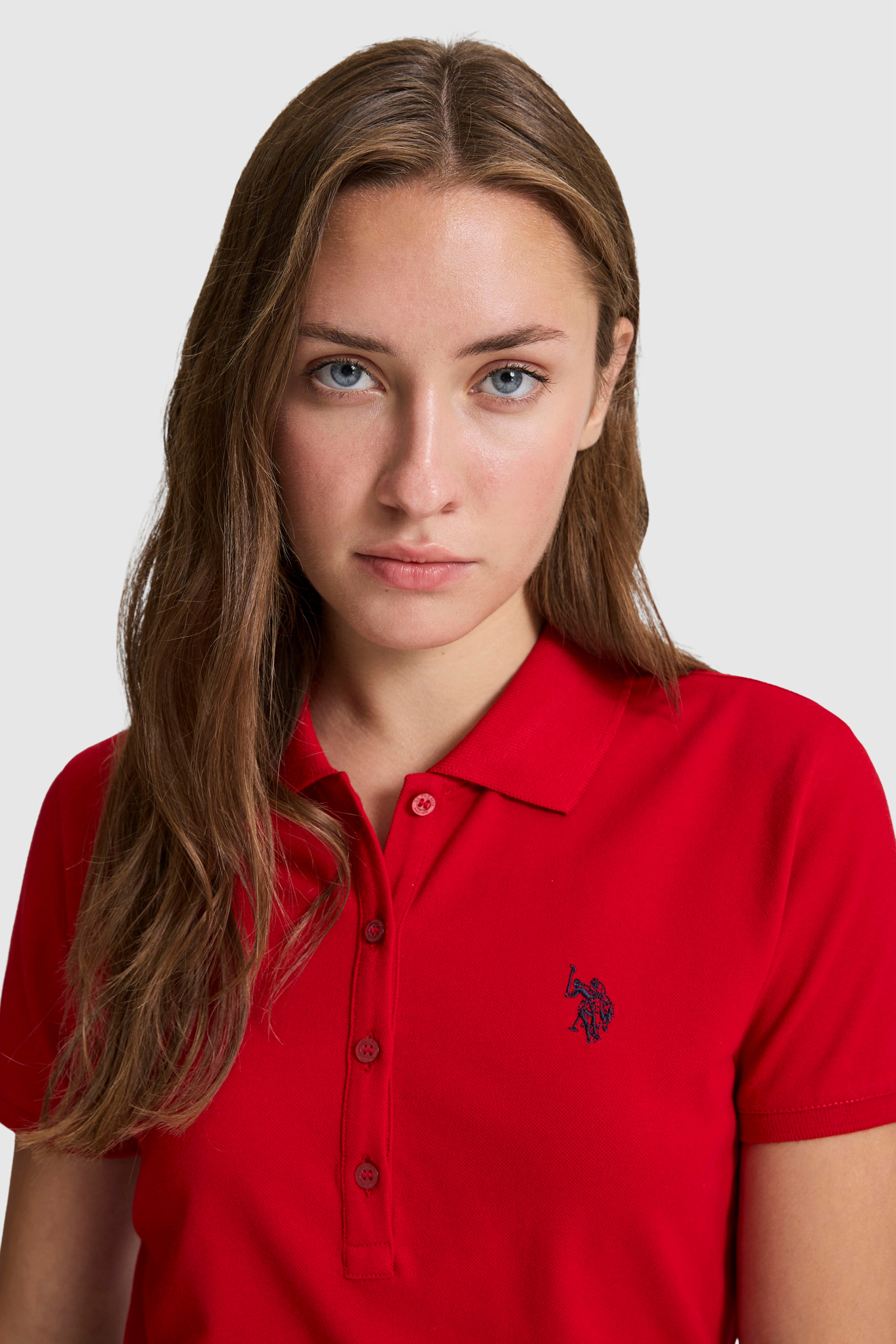 Kadın Kırmızı Polo Yaka Basic Tişört