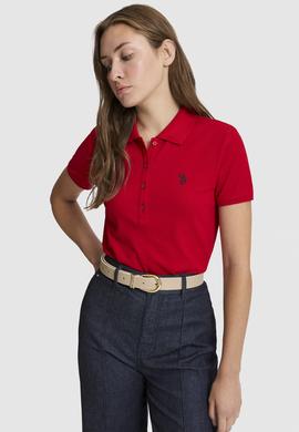 Kadın Kırmızı Polo Yaka Basic Tişört - 50321818072
