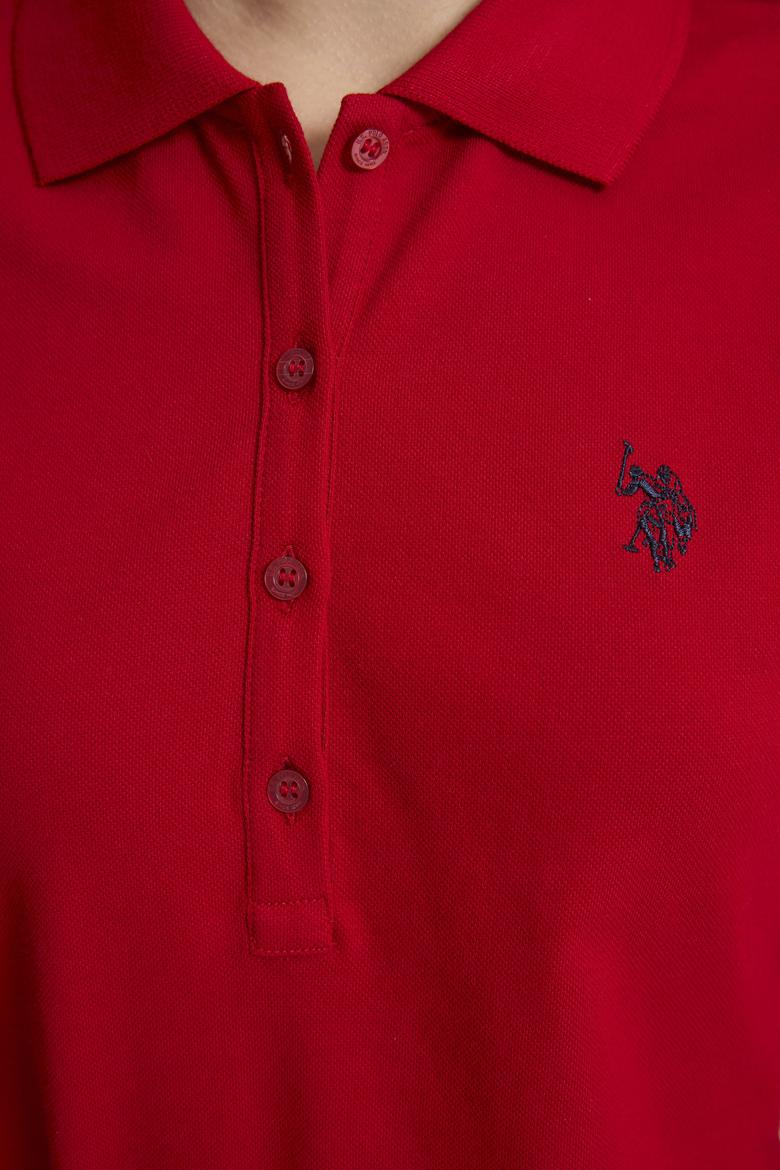 Kadın Kırmızı Polo Yaka Basic Tişört - 50321818072