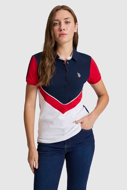 Kadın Beyaz Polo Yaka Tişört