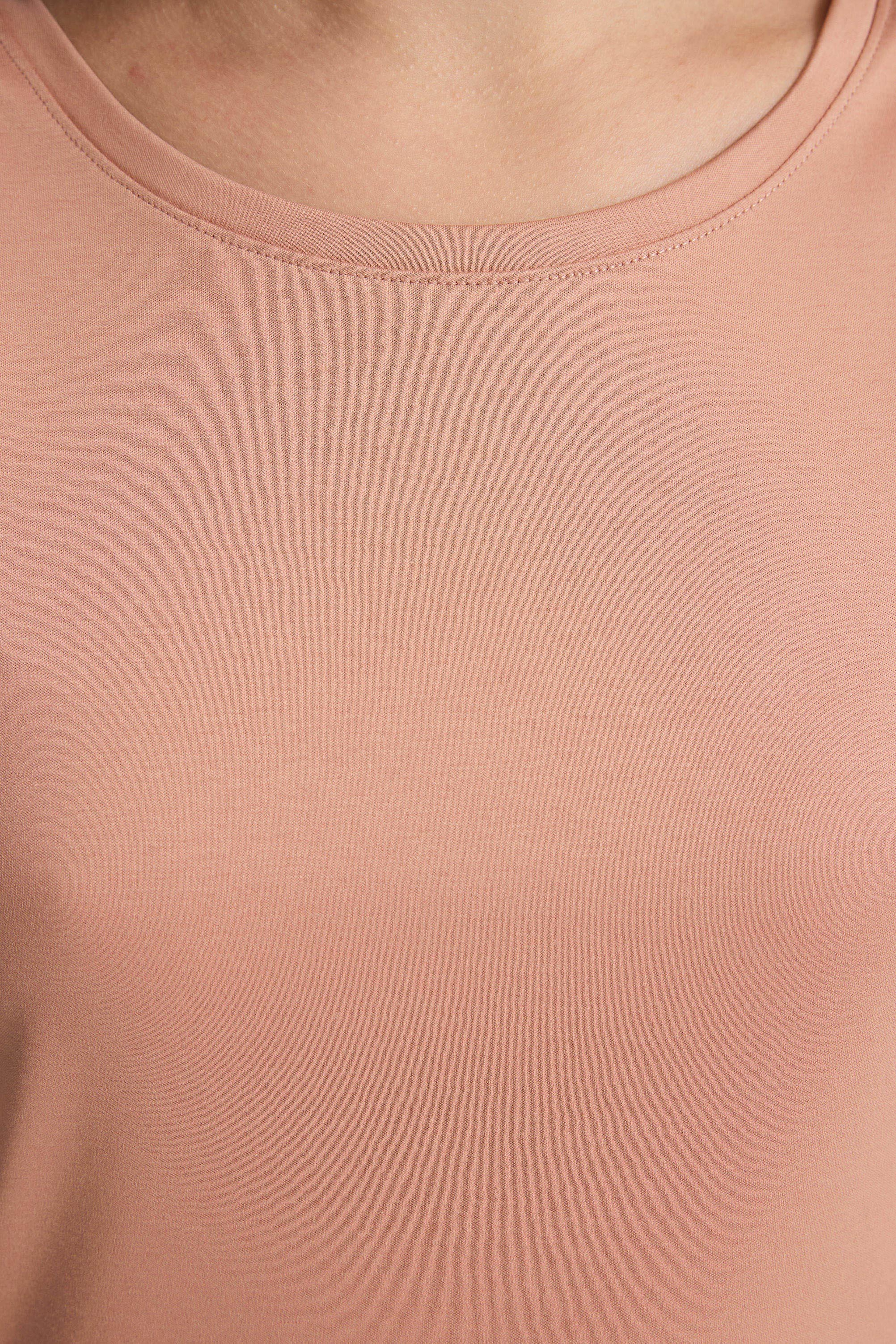 Kadın Pudra Bisiklet Yaka Basic Tişört - Image 6