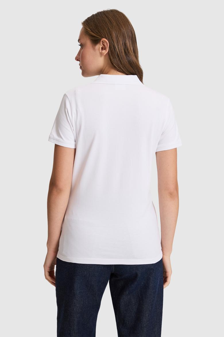 Kadın Beyaz Polo Yaka Basic Tişört - 50323575003