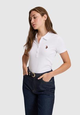 Kadın Beyaz Polo Yaka Basic Tişört - 50323575003