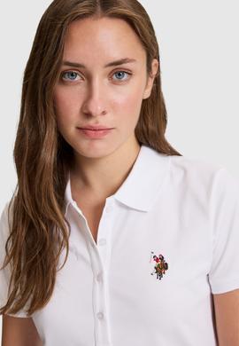 Kadın Beyaz Polo Yaka Basic Tişört - 50323575003