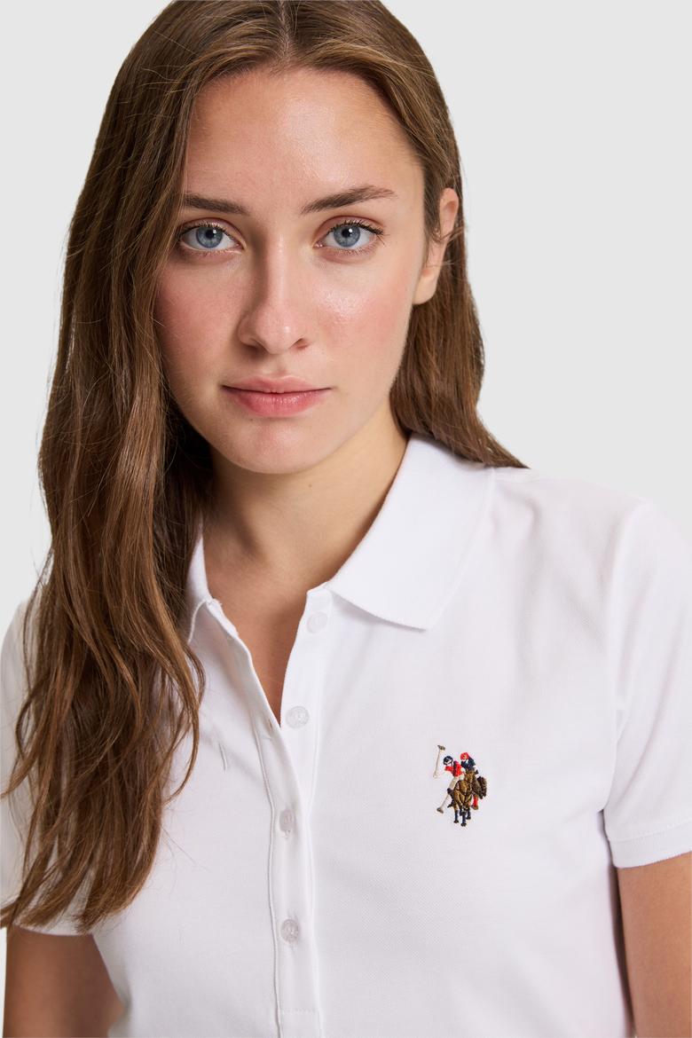 Kadın Beyaz Polo Yaka Basic Tişört - 50323575003