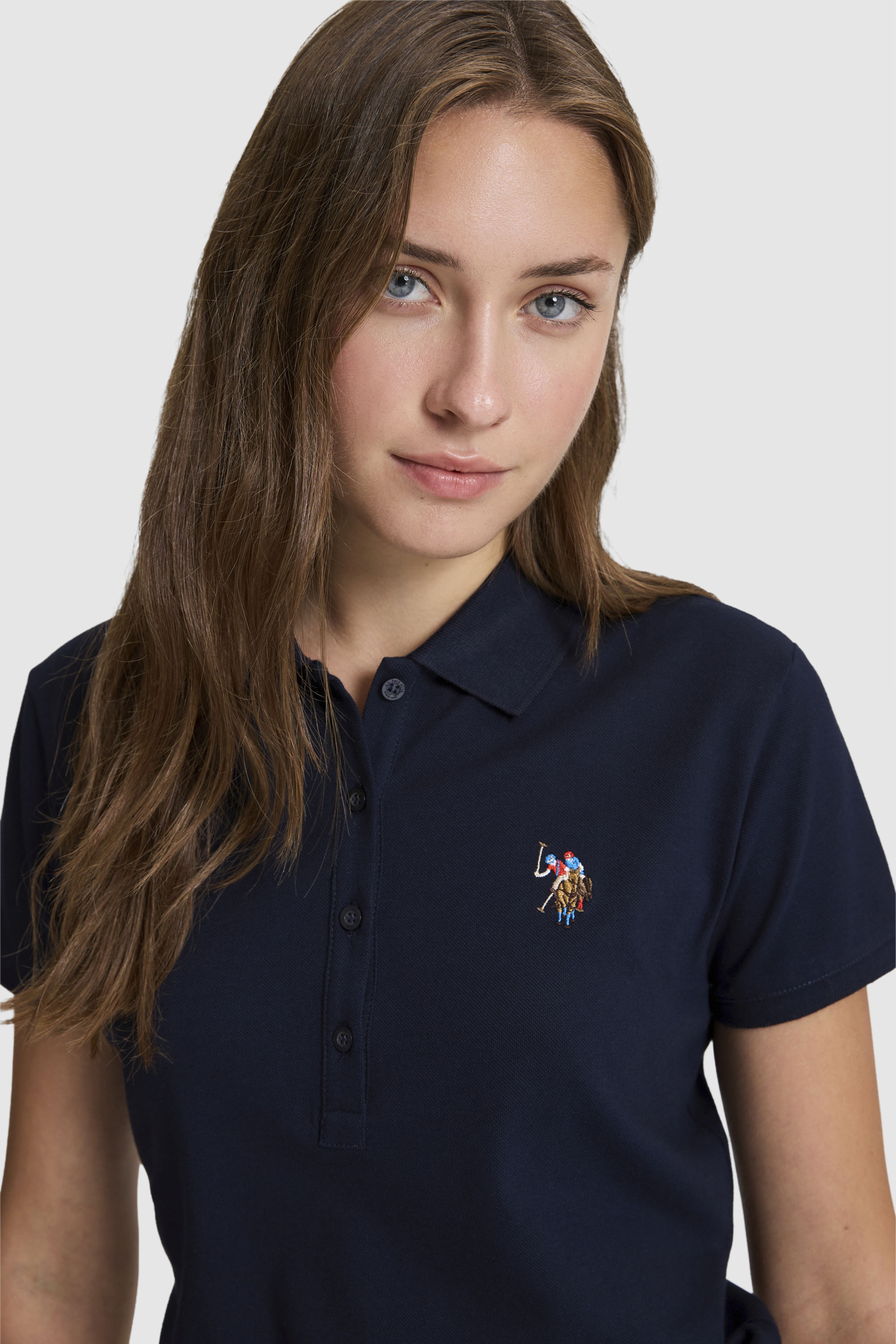 Kadın Lacivert Polo Yaka Basic Tişört - Image 2