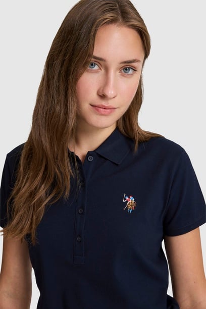 Kadın Lacivert Polo Yaka Basic Tişört