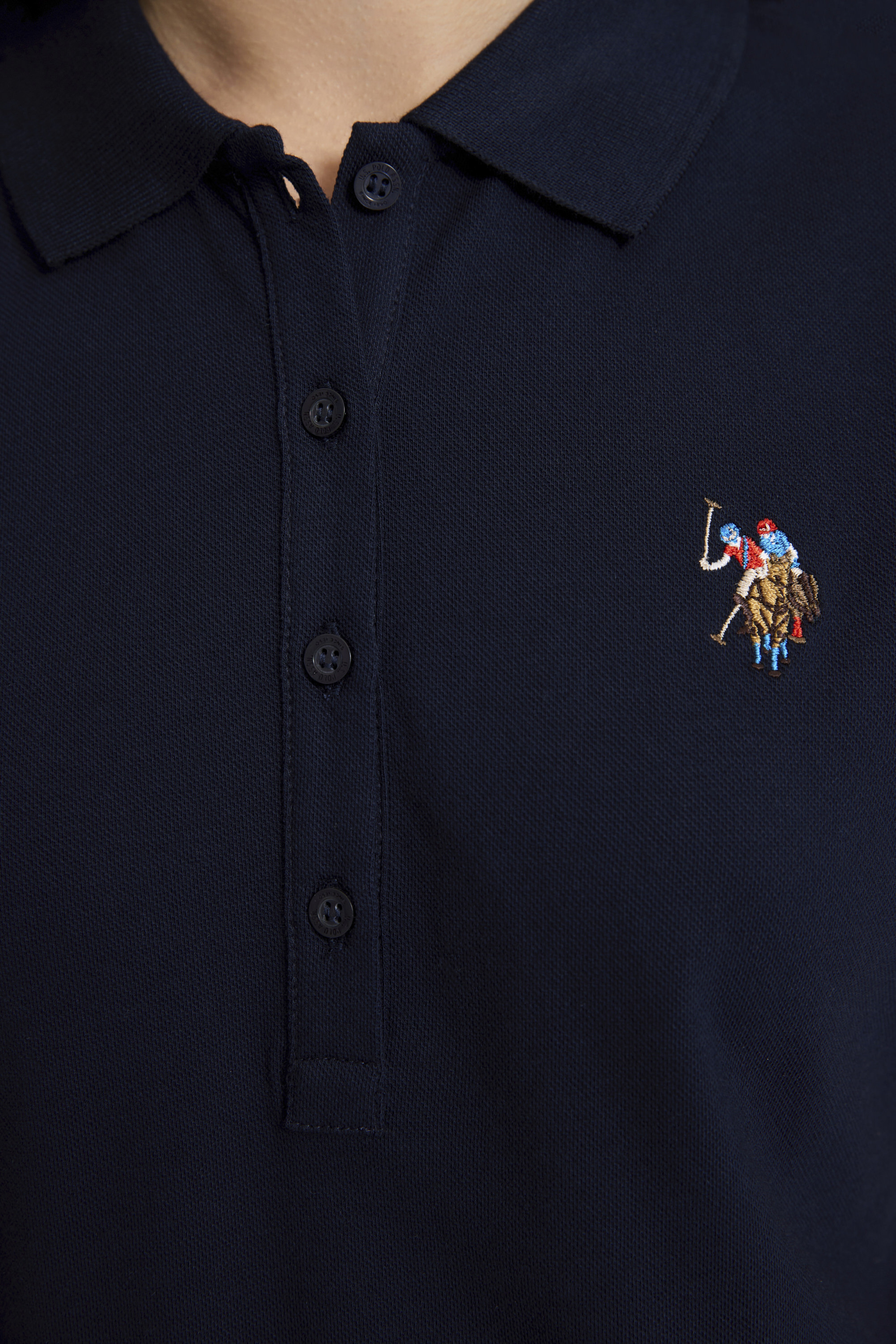 Kadın Lacivert Polo Yaka Basic Tişört - Image 6