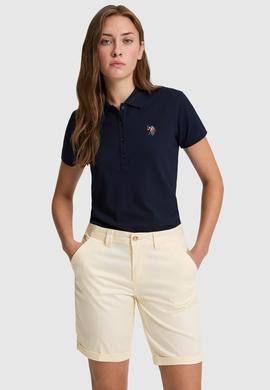 Kadın Lacivert Polo Yaka Basic Tişört - 50323575025