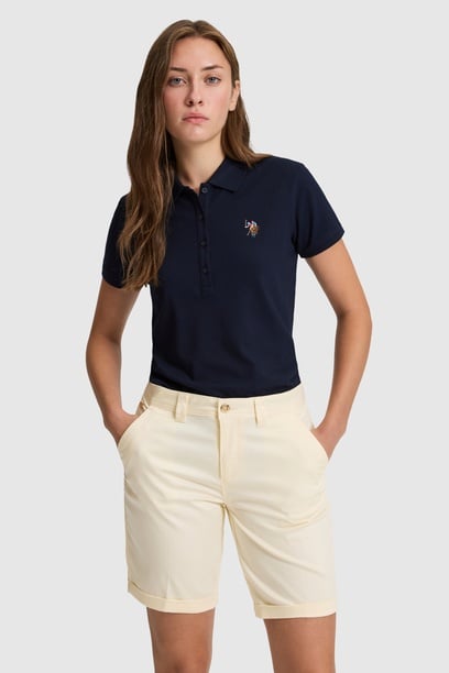 Kadın Lacivert Polo Yaka Basic Tişört